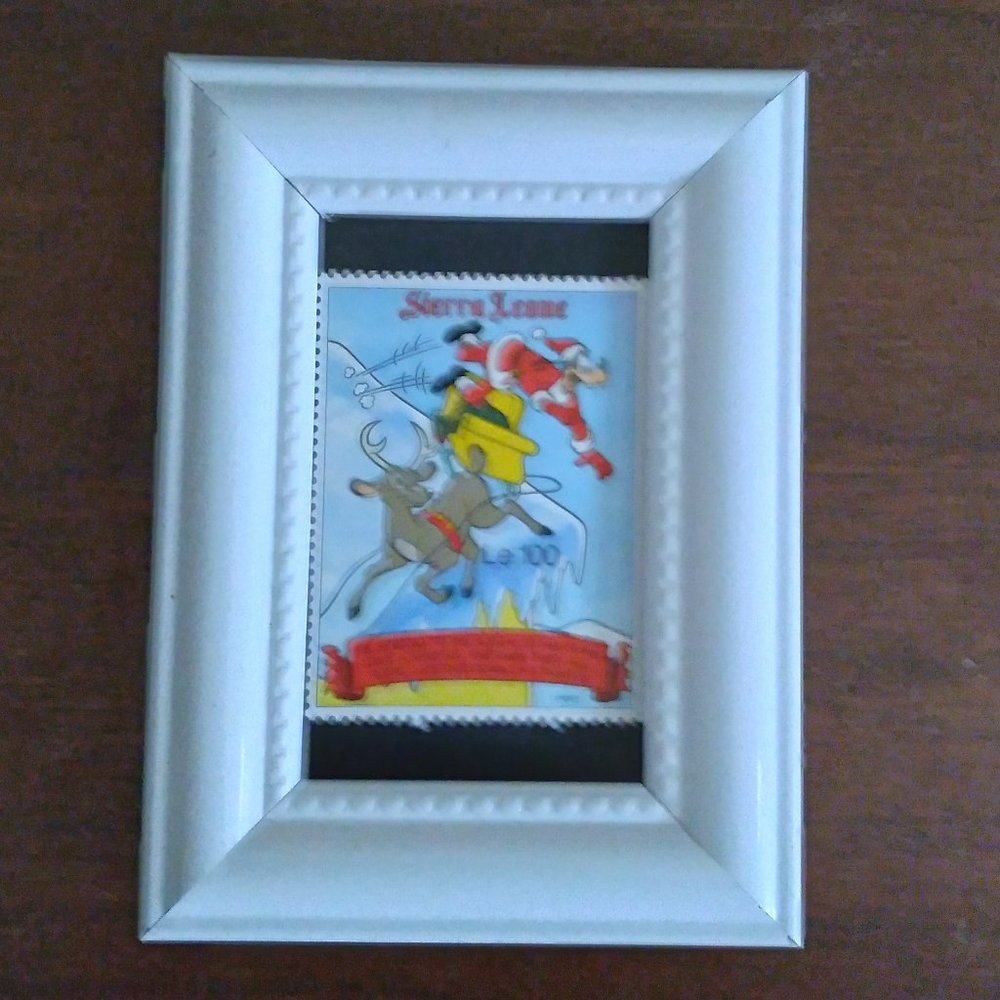 Framed Stamp Art - Disney Stamp Art - Goofy As Santa - Night Before Chri…